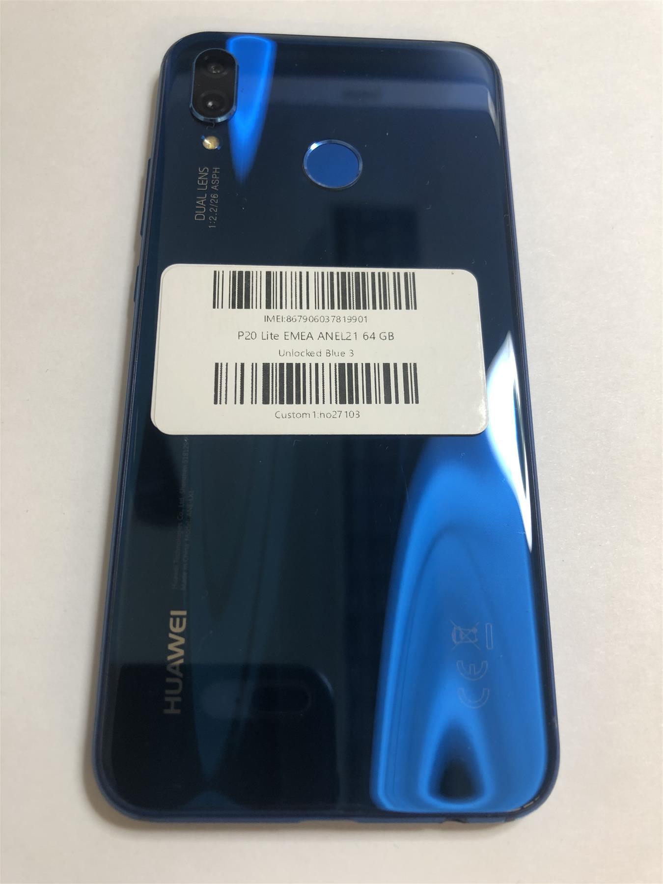 Huawei P20 Lite 64GB Blue Unlocked Used