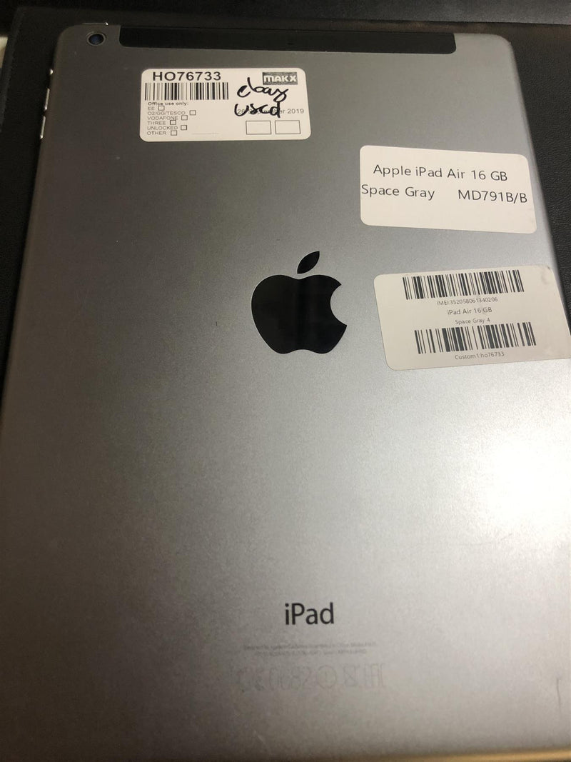 Apple iPad Air 16GB WiFi 4G Space Grey Unlocked Used
