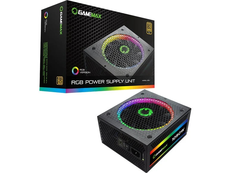 GameMax RGB 1050W Modular Power Supply 80 Plus Gold Handtec