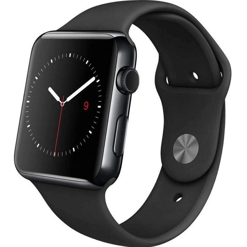 Apple Watch 42mm Space Black Stainless Steel Case with Black Sports Band Sim Free cheap