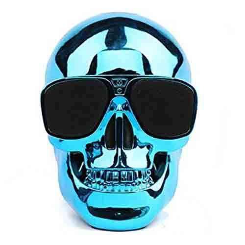 Skull Head Shape Portable Wireless Bluetooth Speaker - Blue Sim Free cheap